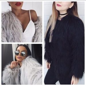 Fluffy faux fur coat